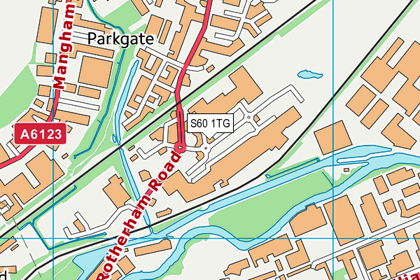 S60 1TG map - OS VectorMap District (Ordnance Survey)