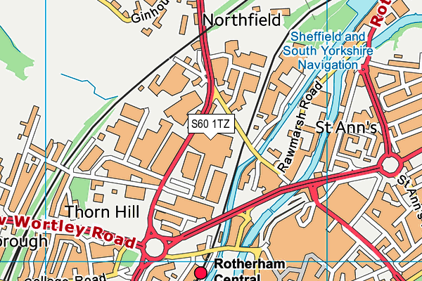 S60 1TZ map - OS VectorMap District (Ordnance Survey)