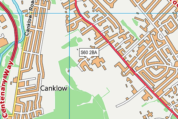 S60 2BA map - OS VectorMap District (Ordnance Survey)