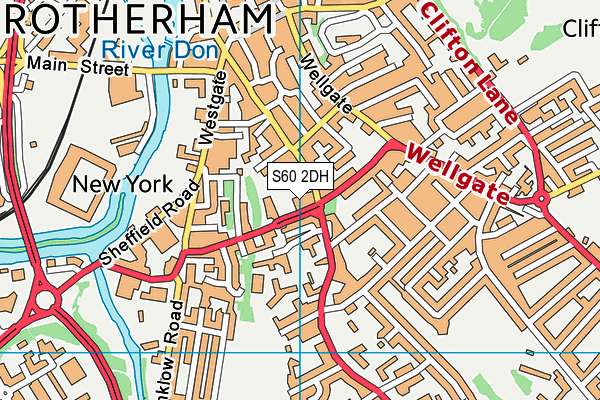 S60 2DH map - OS VectorMap District (Ordnance Survey)