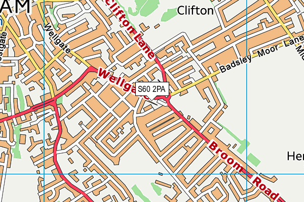 S60 2PA map - OS VectorMap District (Ordnance Survey)