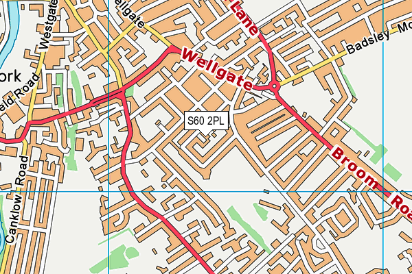 S60 2PL map - OS VectorMap District (Ordnance Survey)