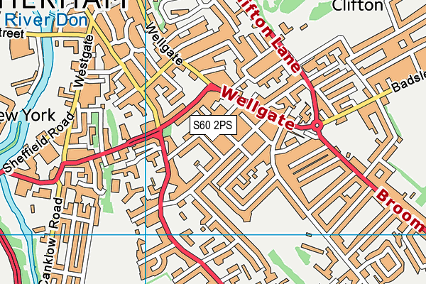 S60 2PS map - OS VectorMap District (Ordnance Survey)