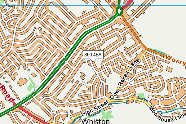 S60 4BA map - OS VectorMap District (Ordnance Survey)