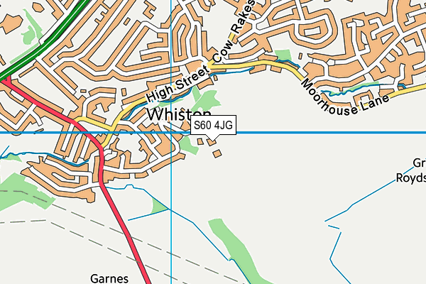 Whiston Parish Church Cricket Club map (S60 4JG) - OS VectorMap District (Ordnance Survey)