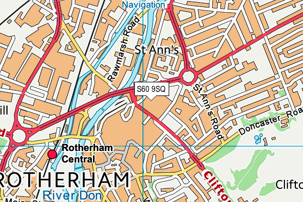 S60 9SQ map - OS VectorMap District (Ordnance Survey)