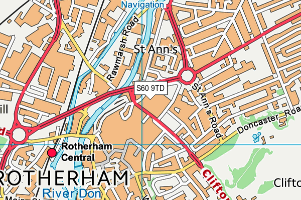 S60 9TD map - OS VectorMap District (Ordnance Survey)