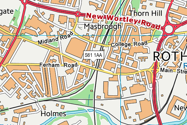 S61 1AA map - OS VectorMap District (Ordnance Survey)