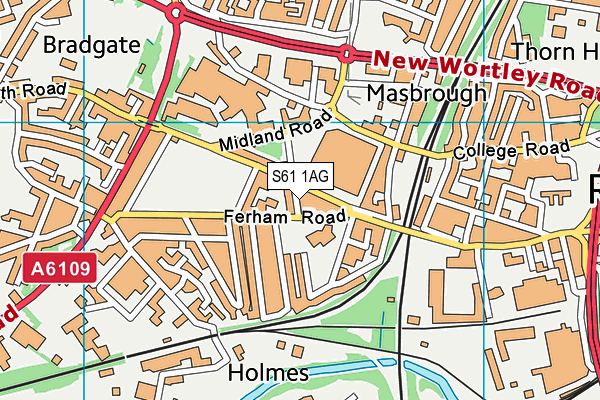 S61 1AG map - OS VectorMap District (Ordnance Survey)