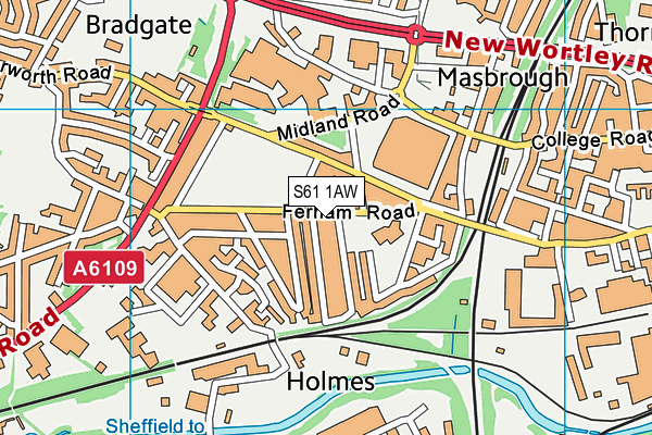 S61 1AW map - OS VectorMap District (Ordnance Survey)