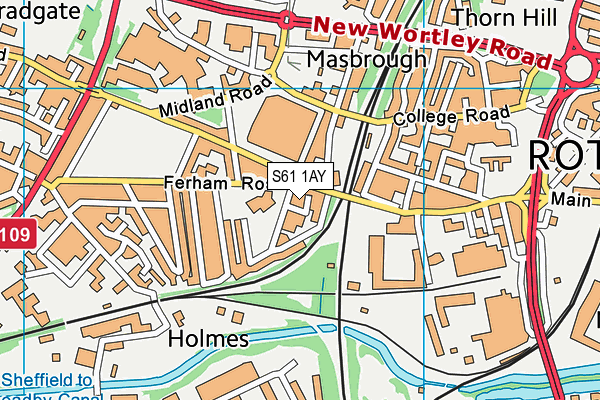 S61 1AY map - OS VectorMap District (Ordnance Survey)