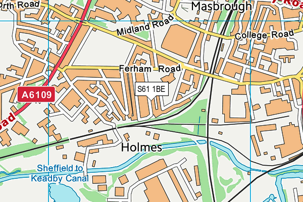 S61 1BE map - OS VectorMap District (Ordnance Survey)