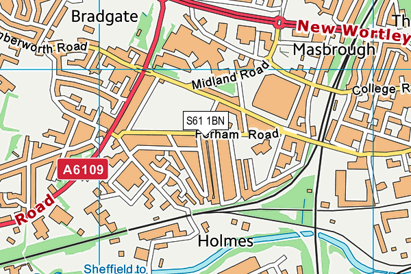 S61 1BN map - OS VectorMap District (Ordnance Survey)