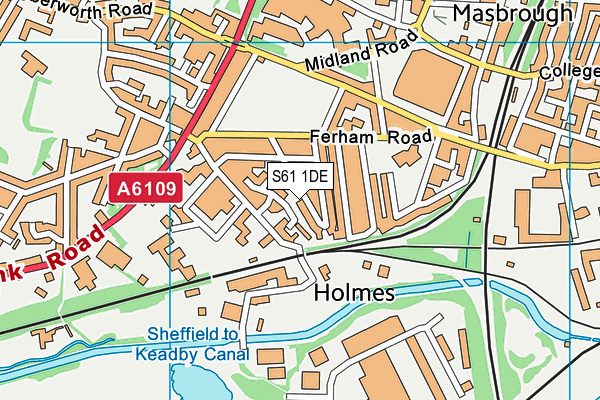 S61 1DE map - OS VectorMap District (Ordnance Survey)