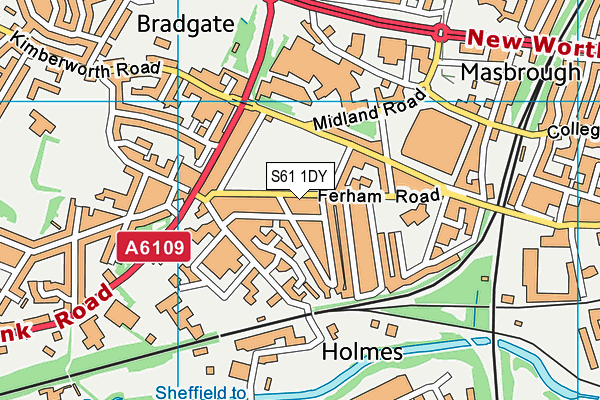 Ferham Park map (S61 1DY) - OS VectorMap District (Ordnance Survey)