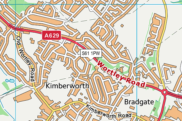 S61 1PW map - OS VectorMap District (Ordnance Survey)
