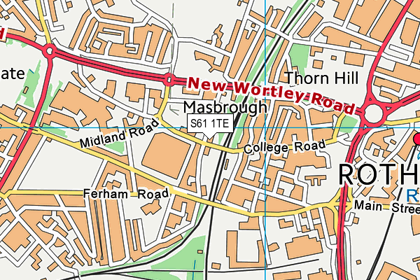 S61 1TE map - OS VectorMap District (Ordnance Survey)