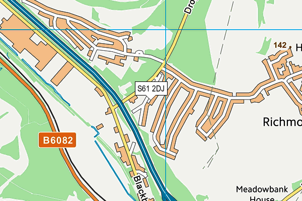 S61 2DJ map - OS VectorMap District (Ordnance Survey)