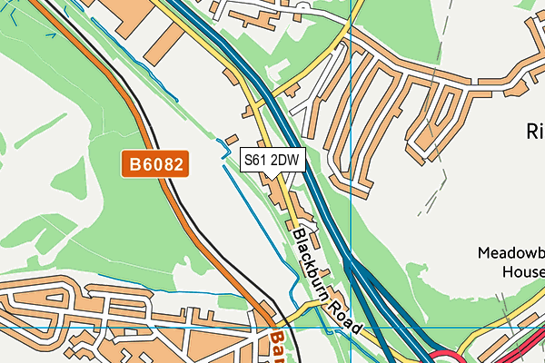 S61 2DW map - OS VectorMap District (Ordnance Survey)