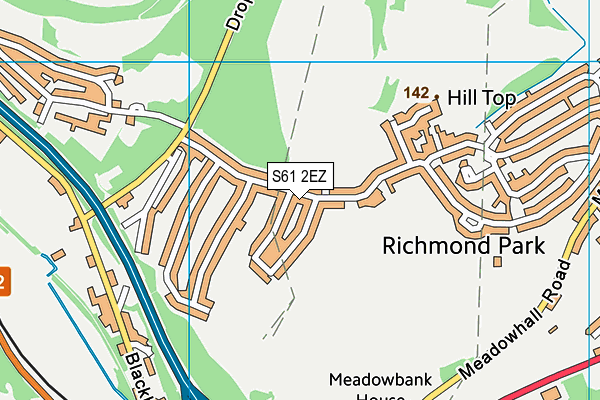 S61 2EZ map - OS VectorMap District (Ordnance Survey)