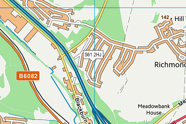 S61 2HJ map - OS VectorMap District (Ordnance Survey)