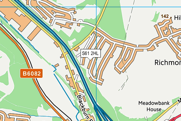 S61 2HL map - OS VectorMap District (Ordnance Survey)