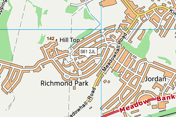 S61 2JL map - OS VectorMap District (Ordnance Survey)