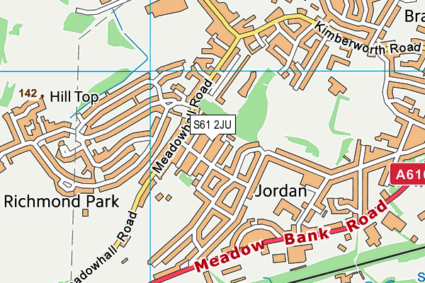 S61 2JU map - OS VectorMap District (Ordnance Survey)