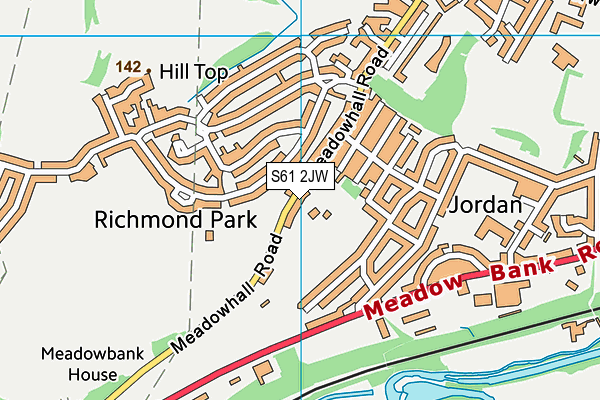 S61 2JW map - OS VectorMap District (Ordnance Survey)