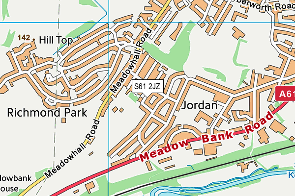 S61 2JZ map - OS VectorMap District (Ordnance Survey)