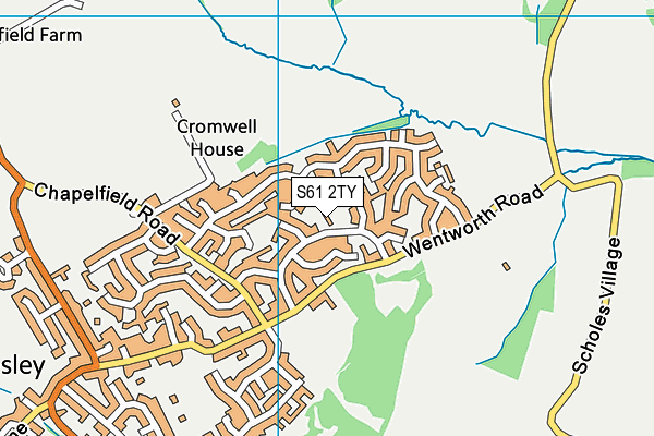 S61 2TY map - OS VectorMap District (Ordnance Survey)