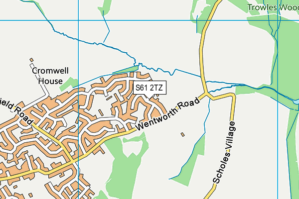 S61 2TZ map - OS VectorMap District (Ordnance Survey)