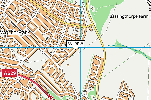 S61 3RW map - OS VectorMap District (Ordnance Survey)
