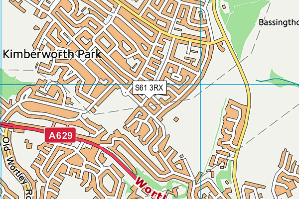 S61 3RX map - OS VectorMap District (Ordnance Survey)