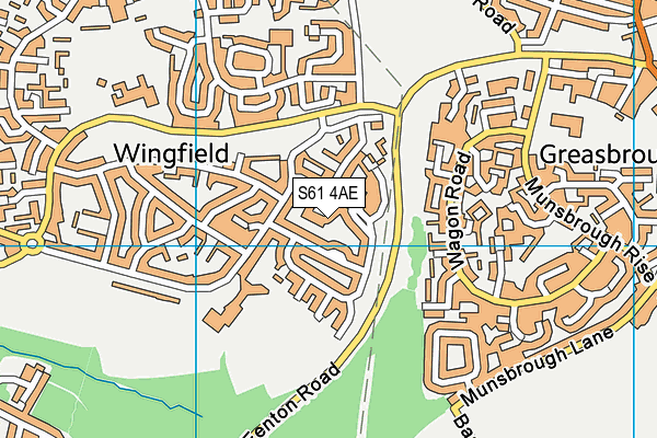 S61 4AE map - OS VectorMap District (Ordnance Survey)