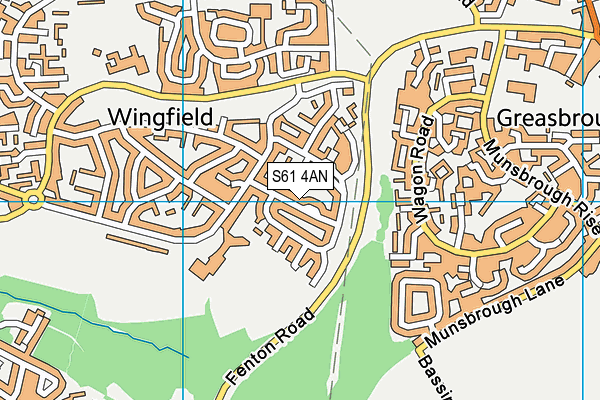S61 4AN map - OS VectorMap District (Ordnance Survey)