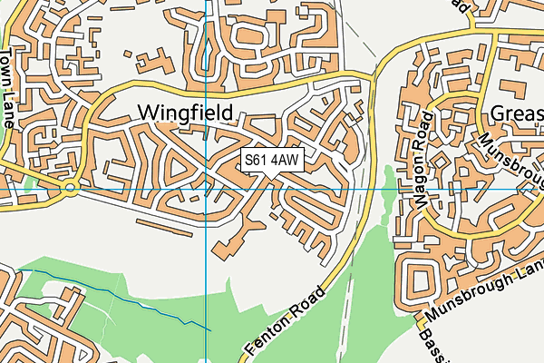 S61 4AW map - OS VectorMap District (Ordnance Survey)