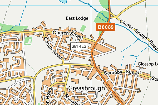S61 4ES map - OS VectorMap District (Ordnance Survey)