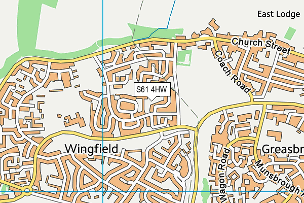 S61 4HW map - OS VectorMap District (Ordnance Survey)