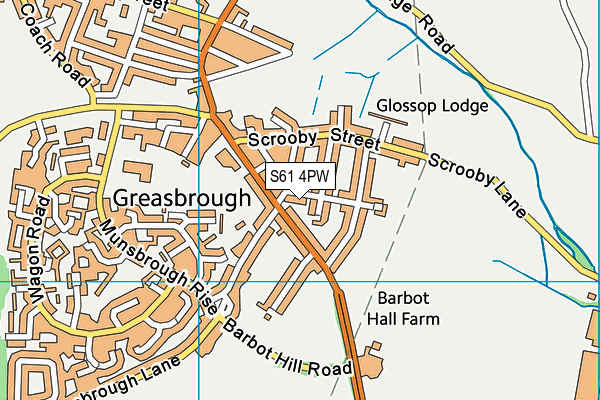 S61 4PW map - OS VectorMap District (Ordnance Survey)