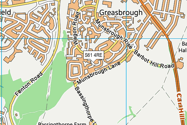 S61 4RE map - OS VectorMap District (Ordnance Survey)