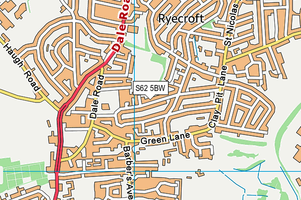 S62 5BW map - OS VectorMap District (Ordnance Survey)