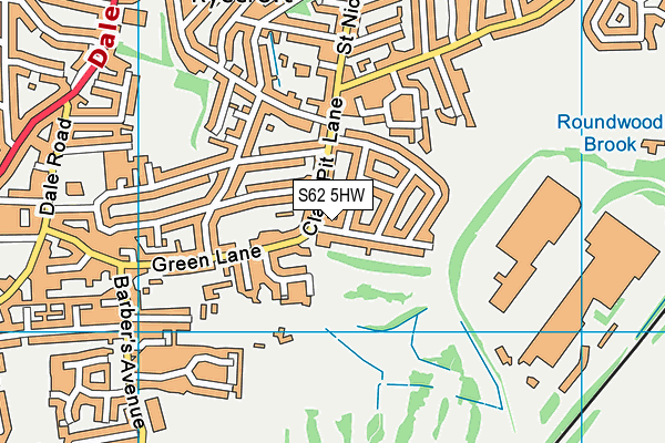 S62 5HW map - OS VectorMap District (Ordnance Survey)