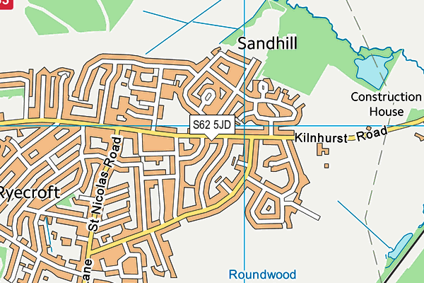 S62 5JD map - OS VectorMap District (Ordnance Survey)
