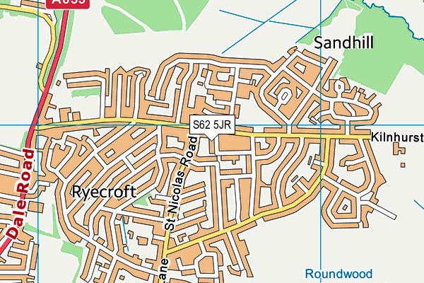 S62 5JR map - OS VectorMap District (Ordnance Survey)