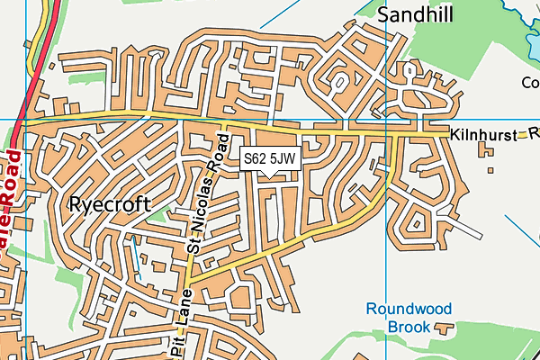 S62 5JW map - OS VectorMap District (Ordnance Survey)