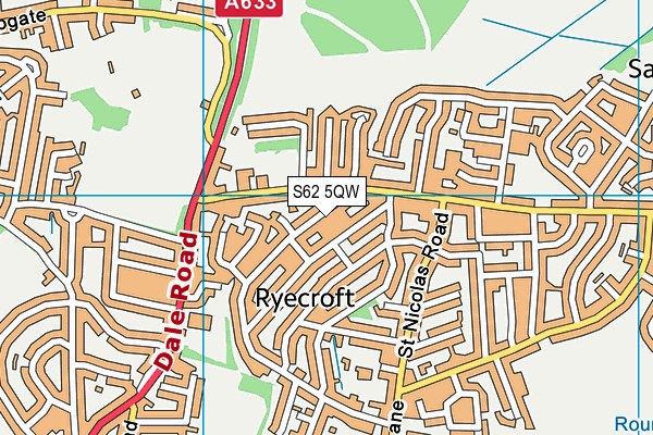 Rawmarsh Ryecroft Infant School map (S62 5QW) - OS VectorMap District (Ordnance Survey)