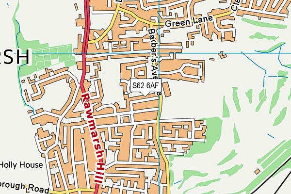 S62 6AF map - OS VectorMap District (Ordnance Survey)