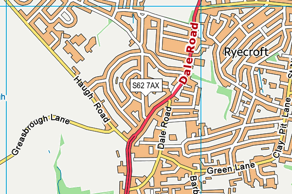 S62 7AX map - OS VectorMap District (Ordnance Survey)