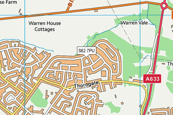 S62 7PU map - OS VectorMap District (Ordnance Survey)